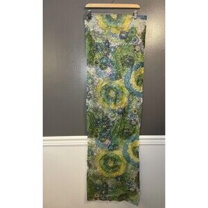 Vintage Retro Floral Sheer Curtain Panels Set 2 Circles 53x36 Window Decor